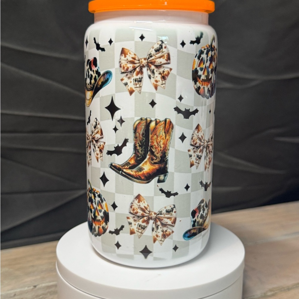 Cowboy Boot and Bow Patterned Tumbler